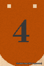 A simulated image of the stitched needlepoint design: Banner 18m Curved 4 Black on Orange. Not A.I. generated.