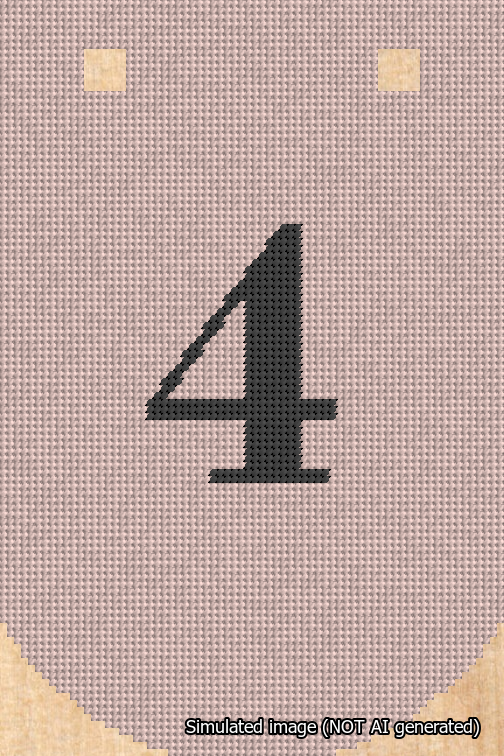 A simulated image of the stitched needlepoint design: Banner 18m Curved 4 Black on Pink. Not A.I. generated.