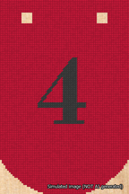A simulated image of the stitched needlepoint design: Banner 18m Curved 4 Black on Red. Not A.I. generated.
