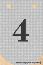 A simulated image of the stitched needlepoint design: Banner 18m Curved 4 Black on White. Not A.I. generated.