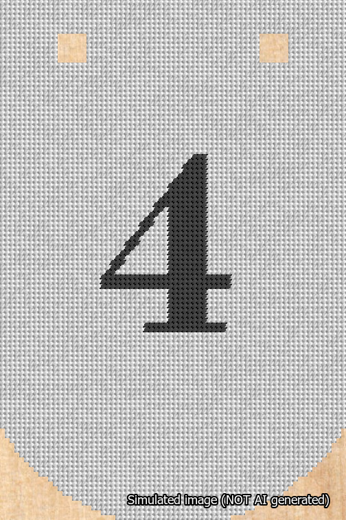 A simulated image of the stitched needlepoint design: Banner 18m Curved 4 Black on White. Not A.I. generated.