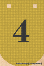 A simulated image of the stitched needlepoint design: Banner 18m Curved 4 Black on Yellow. Not A.I. generated.