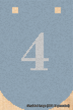 A simulated image of the stitched needlepoint design: Banner 18m Curved 4 White on Light Blue. Not A.I. generated.