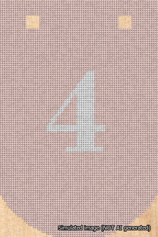 A simulated image of the stitched needlepoint design: Banner 18m Curved 4 White on Pink. Not A.I. generated.