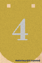 A simulated image of the stitched needlepoint design: Banner 18m Curved 4 White on Yellow. Not A.I. generated.