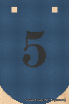 A simulated image of the stitched needlepoint design: Banner 18m Curved 5 Black on Blue. Not A.I. generated.