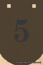 A simulated image of the stitched needlepoint design: Banner 18m Curved 5 Black on Brown. Not A.I. generated.