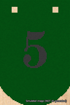 A simulated image of the stitched needlepoint design: Banner 18m Curved 5 Black on Green. Not A.I. generated.