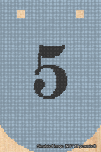 A simulated image of the stitched needlepoint design: Banner 18m Curved 5 Black on Light Blue. Not A.I. generated.