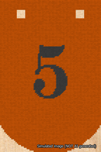 A simulated image of the stitched needlepoint design: Banner 18m Curved 5 Black on Orange. Not A.I. generated.