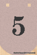 A simulated image of the stitched needlepoint design: Banner 18m Curved 5 Black on Pink. Not A.I. generated.