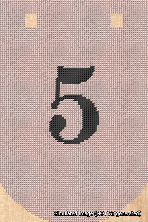 A simulated image of the stitched needlepoint design: Banner 18m Curved 5 Black on Pink. Not A.I. generated.
