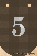 A simulated image of the stitched needlepoint design: Banner 18m Curved 5 White on Brown. Not A.I. generated.