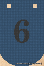 A simulated image of the stitched needlepoint design: Banner 18m Curved 6 Black on Blue. Not A.I. generated.