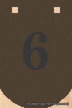 A simulated image of the stitched needlepoint design: Banner 18m Curved 6 Black on Brown. Not A.I. generated.
