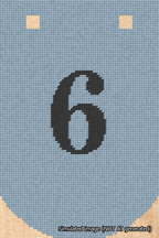 A simulated image of the stitched needlepoint design: Banner 18m Curved 6 Black on Light Blue. Not A.I. generated.
