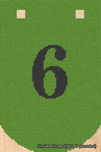 A simulated image of the stitched needlepoint design: Banner 18m Curved 6 Black on Light Green. Not A.I. generated.