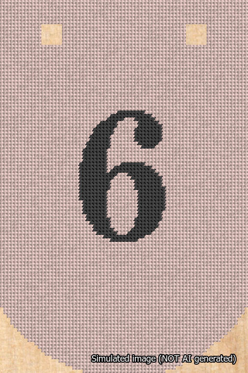 A simulated image of the stitched needlepoint design: Banner 18m Curved 6 Black on Pink. Not A.I. generated.