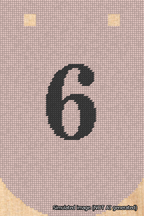 A simulated image of the stitched needlepoint design: Banner 18m Curved 6 Black on Pink. Not A.I. generated.