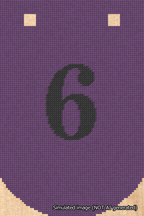 A simulated image of the stitched needlepoint design: Banner 18m Curved 6 Black on Purple. Not A.I. generated.