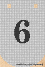A simulated image of the stitched needlepoint design: Banner 18m Curved 6 Black on White. Not A.I. generated.