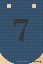 A simulated image of the stitched needlepoint design: Banner 18m Curved 7 Black on Blue. Not A.I. generated.