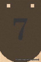 A simulated image of the stitched needlepoint design: Banner 18m Curved 7 Black on Brown. Not A.I. generated.