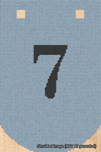 A simulated image of the stitched needlepoint design: Banner 18m Curved 7 Black on Light Blue. Not A.I. generated.