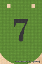 A simulated image of the stitched needlepoint design: Banner 18m Curved 7 Black on Light Green. Not A.I. generated.