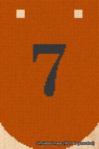 A simulated image of the stitched needlepoint design: Banner 18m Curved 7 Black on Orange. Not A.I. generated.