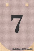 A simulated image of the stitched needlepoint design: Banner 18m Curved 7 Black on Pink. Not A.I. generated.