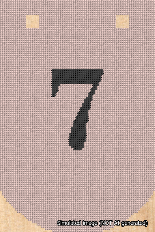A simulated image of the stitched needlepoint design: Banner 18m Curved 7 Black on Pink. Not A.I. generated.