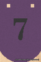 A simulated image of the stitched needlepoint design: Banner 18m Curved 7 Black on Purple. Not A.I. generated.