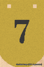 A simulated image of the stitched needlepoint design: Banner 18m Curved 7 Black on Yellow. Not A.I. generated.