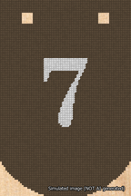 A simulated image of the stitched needlepoint design: Banner 18m Curved 7 White on Brown. Not A.I. generated.