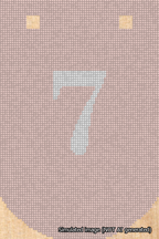 A simulated image of the stitched needlepoint design: Banner 18m Curved 7 White on Pink. Not A.I. generated.