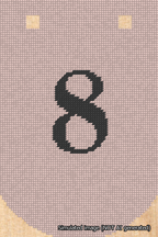 A simulated image of the stitched needlepoint design: Banner 18m Curved 8 Black on Pink. Not A.I. generated.
