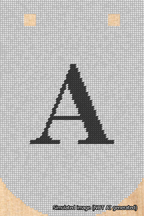 A simulated image of the stitched needlepoint design: Banner 18m Curved A Black on White. Not A.I. generated.