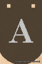 A simulated image of the stitched needlepoint design: Banner 18m Curved A White on Brown. Not A.I. generated.