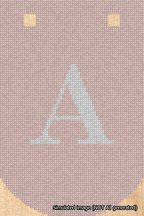 A simulated image of the stitched needlepoint design: Banner 18m Curved A White on Pink. Not A.I. generated.