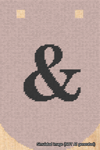 A simulated image of the stitched needlepoint design: Banner 18m Curved Ampersand Black on Pink. Not A.I. generated.