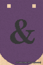 A simulated image of the stitched needlepoint design: Banner 18m Curved Ampersand Black on Purple. Not A.I. generated.