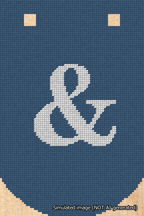 A simulated image of the stitched needlepoint design: Banner 18m Curved Ampersand White on Blue. Not A.I. generated.