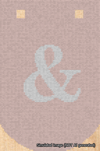 A simulated image of the stitched needlepoint design: Banner 18m Curved Ampersand White on Pink. Not A.I. generated.