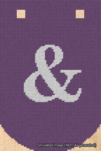 A simulated image of the stitched needlepoint design: Banner 18m Curved Ampersand White on Purple. Not A.I. generated.