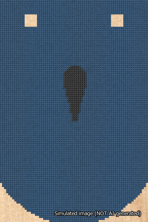 A simulated image of the stitched needlepoint design: Banner 18m Curved Apostrophe Black on Blue. Not A.I. generated.