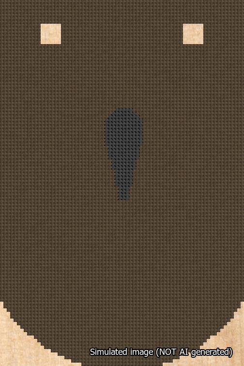 A simulated image of the stitched needlepoint design: Banner 18m Curved Apostrophe Black on Brown. Not A.I. generated.