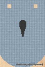 A simulated image of the stitched needlepoint design: Banner 18m Curved Apostrophe Black on Light Blue. Not A.I. generated.