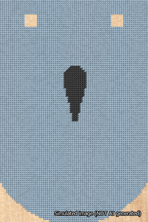 A simulated image of the stitched needlepoint design: Banner 18m Curved Apostrophe Black on Light Blue. Not A.I. generated.