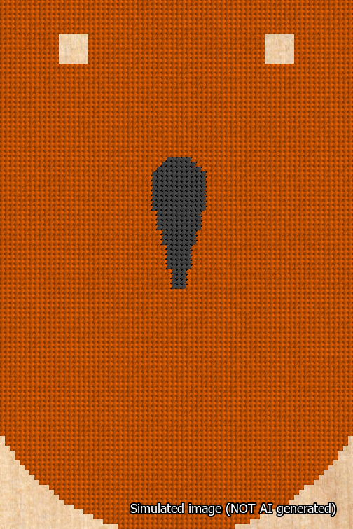 A simulated image of the stitched needlepoint design: Banner 18m Curved Apostrophe Black on Orange. Not A.I. generated.